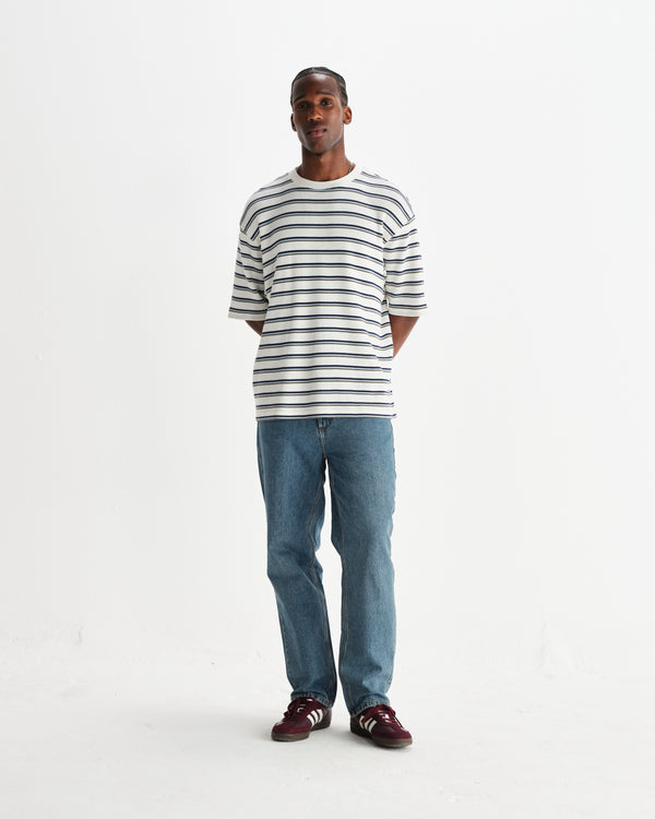 wax london men's Russell - Vintage Blue Straight Fit Denim Jeans