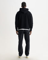 wax london men's Rydal - Black Brushed Loopback Cotton Hoodie