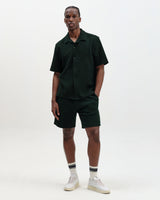 wax london men's Sam - Bottle Green Textured Waffle Shorts