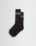 Sandwell - Chaussettes en coton à trois rayures marron chiné et bleu