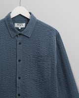 wax london men's Shelly - Blue Seersucker Corduroy Shirt