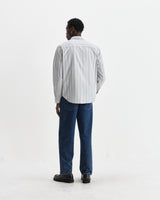 wax london men's Shelly - Light Blue Dobby Stripe Cotton Shirt