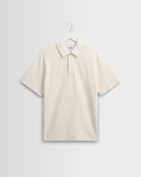 Shore – Ecru strukturiertes Poloshirt aus Bio-Baumwolle