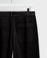 wax london men's Sidford - Black Cotton Canvas Barrel Trousers
