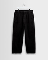 wax london men's Sidford - Black Cotton Canvas Barrel Trousers
