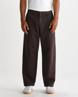 wax london men's Sidford - Brown Cotton Canvas Barrel Trousers