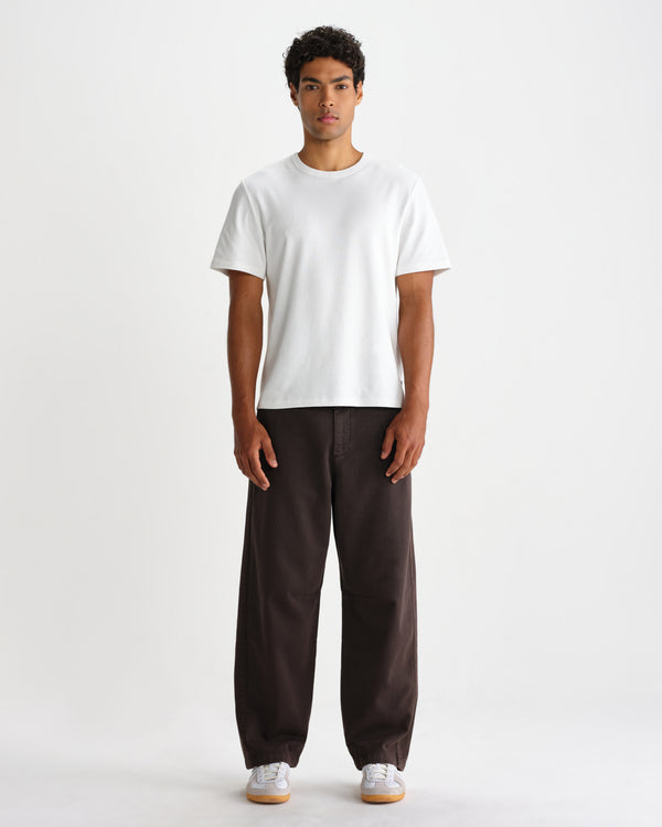 wax london men's Sidford - Brown Cotton Canvas Barrel Trousers