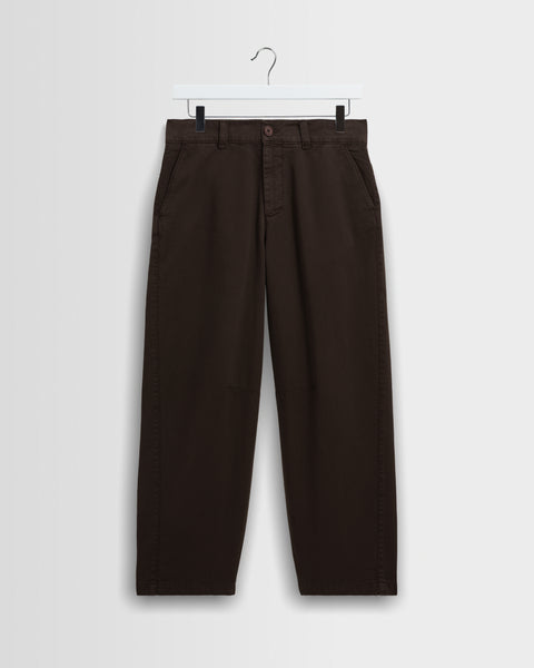 Sidford - Pantalon tonneau en toile de coton marron