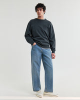 wax london men's Sidney - Washed Black Embroidered Brushed Cotton Sweatshirt