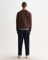 wax london men's Sidney - Washed Brown Loopback Cotton Sweatshirt