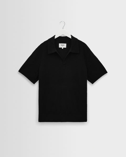 Siena - Black Boucle Knitted Polo Shirt