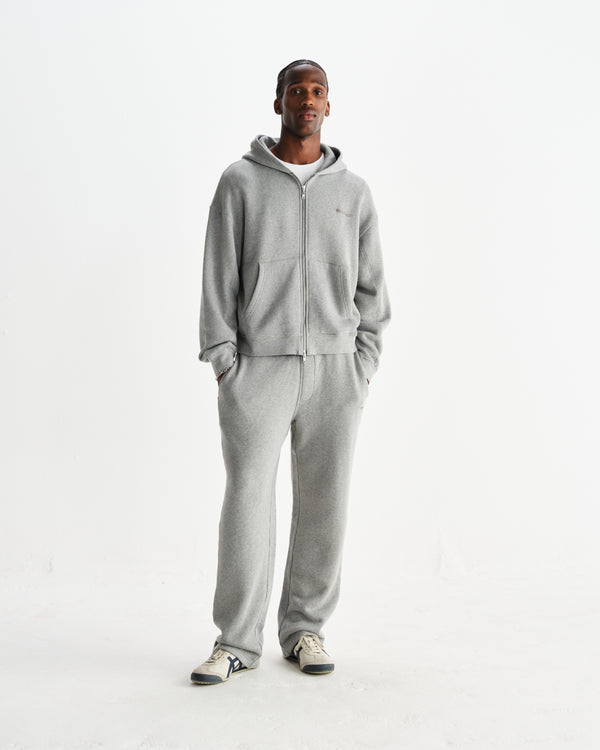 wax london men's Ska - Grey Embroidered Logo Loopback Cotton Joggers