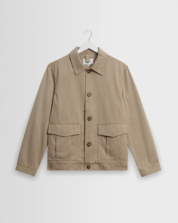 wax london men's Strand - Beige Cotton Tencel Twill Jacket