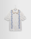 Tellaro - Ecru And Blue Retro Embroidered Shirt