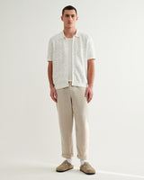 wax london men's Tellaro - Ecru Flower Jacquard Shirt