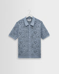 Tellaro – Hellblaues Hemd mit Blumen-Jacquard