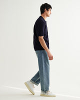 wax london men's Tellaro - Navy Flower Jacquard Shirt