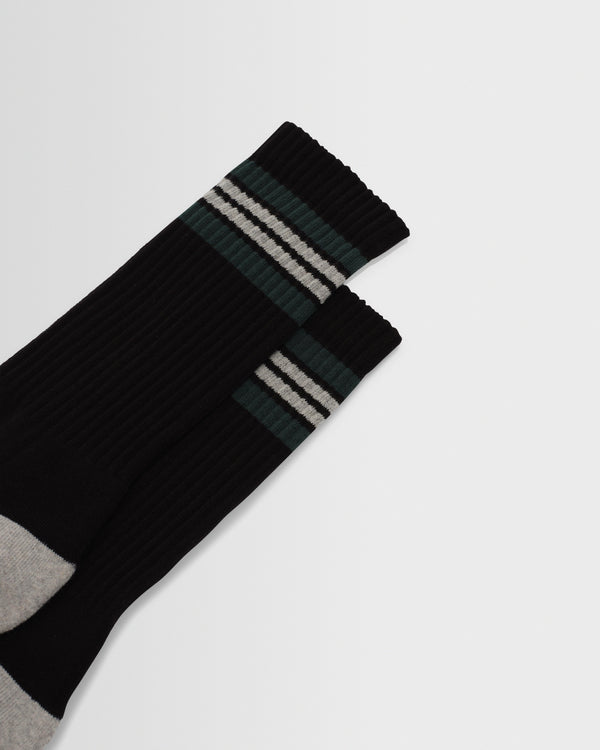 wax london men's Thorpe - Black And Grey Preppy Stripe Socks