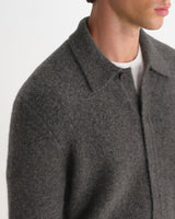 wax london men's Tristan - Charcoal Fluffy Long-Sleeve Knitted Polo
