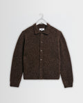 Tristan - Polo manches longues en maille duveteuse marron chocolat