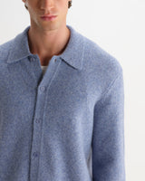 wax london men's Tristan - Light Blue Fluffy Long-Sleeve Knitted Polo