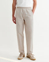 wax london men's Tyne - Stone Cotton Tencel Loose Fit Trousers