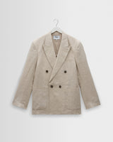 wax london men's Vigo - Natural Linen Double-Breasted Blazer