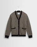 Walker – Schwarzer und cremefarbener Strickcardigan mit Blasenstruktur