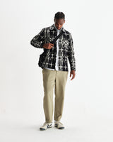 wax london men's Whiting - Black And Ecru Glitch Check Overshirt