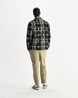wax london men's Whiting - Black And Ecru Glitch Check Overshirt