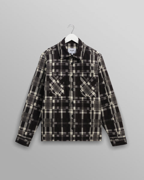 Whiting – Overshirt mit Glitch-Karomuster in Schwarz und Ecru