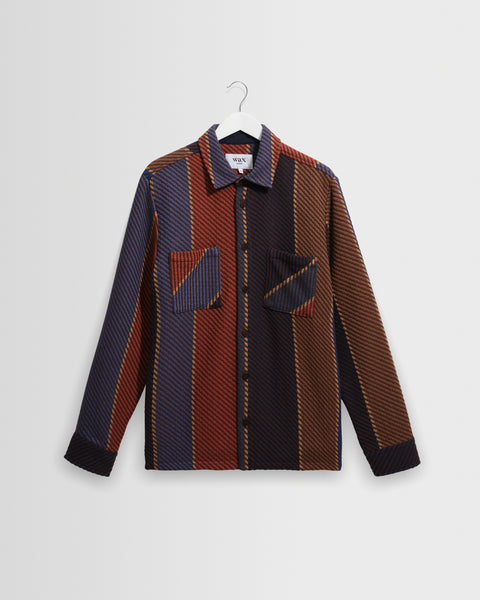 Whiting – Blau-braunes Walter-Streifen-Overshirt