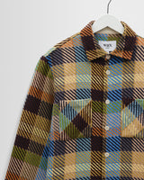 wax london men's Whiting - Khaki And Multicolour Pike Check Overshirt
