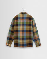 wax london men's Whiting - Khaki And Multicolour Pike Check Overshirt