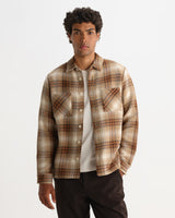 wax london men's Whiting - Natural And Ecru Overlap Check Overshirt