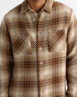 wax london men's Whiting - Natural And Ecru Overlap Check Overshirt