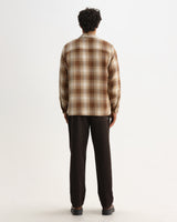 wax london men's Whiting - Natural And Ecru Overlap Check Overshirt
