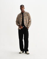 wax london men's Whiting - Natural Houndstooth-Weave Overshirt