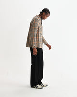 wax london men's Whiting - Natural Houndstooth-Weave Overshirt
