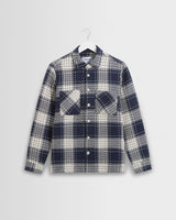 wax london men's Whiting - Navy Marine Beatnik Overshirt