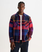 wax london men's Whiting - Purple And Red Bold Check Overshirt
