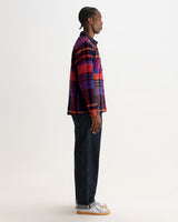 wax london men's Whiting - Purple And Red Bold Check Overshirt