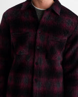 wax london men's Whiting - Red And Black Elm Wool Blend Check Overshirt