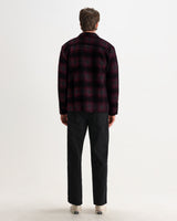 wax london men's Whiting - Red And Black Elm Wool Blend Check Overshirt