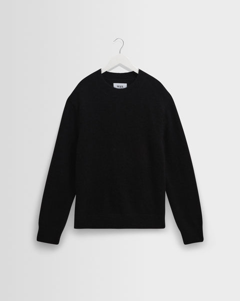 Wilde - Pull col rond en laine noire duveteuse