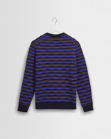 wax london men's Wilde - Blue And Brown Bobble Stripe Crew Jumper