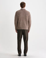 wax london men's Wilde - Brown And Grey Mohair Twist Crew Jumper