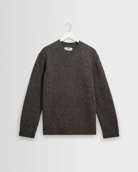 Wilde - Pull col rond duveteux en laine anthracite