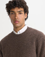 wax london men's Wilde - Chocolate Brown Fluffy Wool Crewneck
